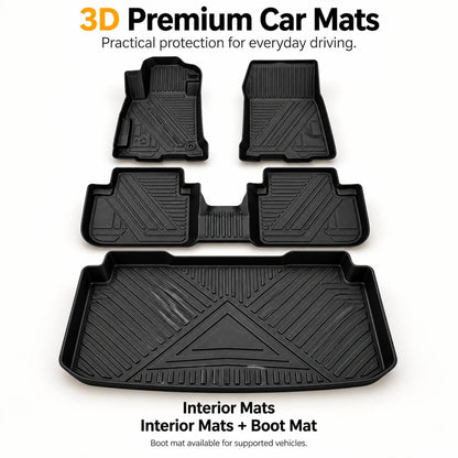 3D Custom-Fit Car Floor Mats with Raised Edges & Boot Tray